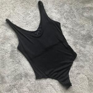 EUC Willow Womens Ribbed Black Bodysuit
